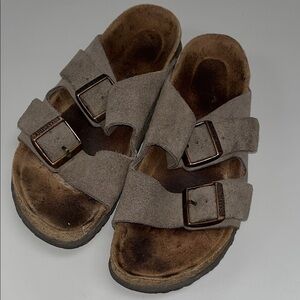 Birkenstock Women’s Sandals in Brown Suede with copper metal